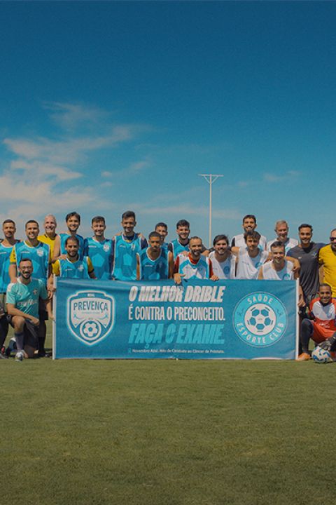 DS takes the field for Blue November and scores a goal for health.